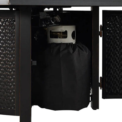 Balkene Home Clayton 40" Round Hammered Aluminum Convertible Gas Fire Pit Table