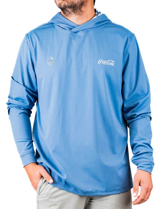 Pins and Aces Performance Golf Hoodie - Coca-Cola Glacier Blue