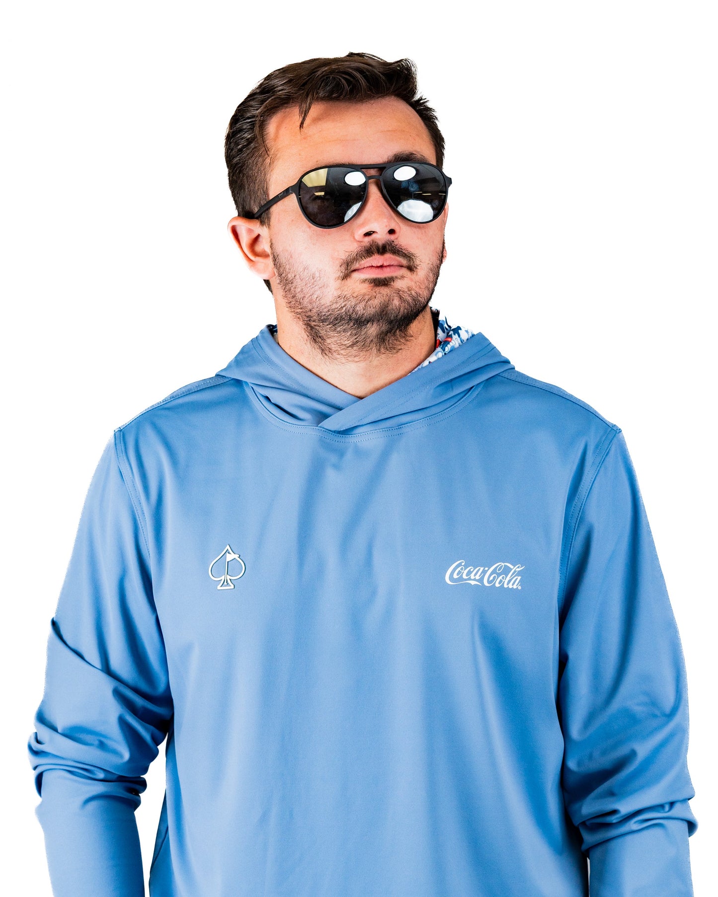 Pins and Aces Performance Golf Hoodie - Coca-Cola Glacier Blue