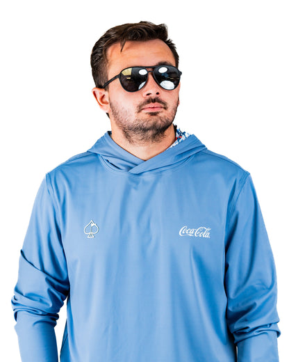 Pins and Aces Performance Golf Hoodie - Coca-Cola Glacier Blue