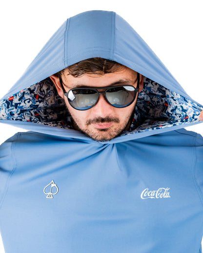 Pins and Aces Performance Golf Hoodie - Coca-Cola Glacier Blue
