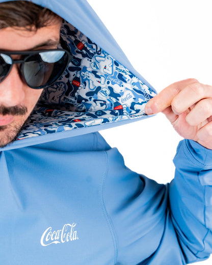 Pins and Aces Performance Golf Hoodie - Coca-Cola Glacier Blue