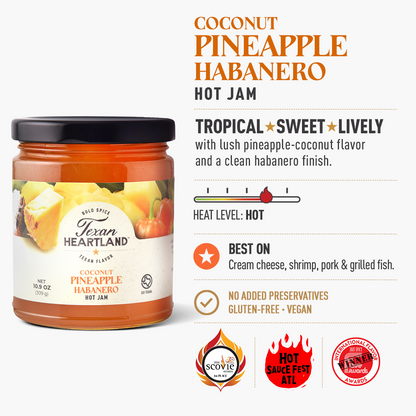 Texan Heartland Coconut Pineapple Habanero Hot Jam