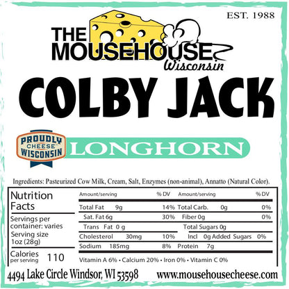 Mousehouse Cheesehaus Colby Jack Longhorn, Approx wt. 12oz