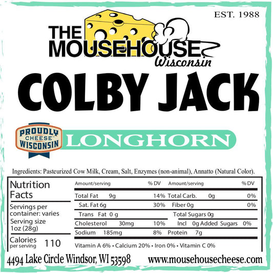 Mousehouse Cheesehaus Colby Jack Longhorn, Approx wt. 12oz