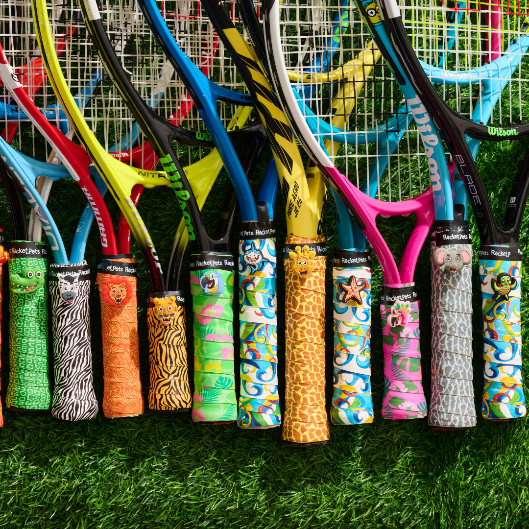 Racket Pets Overgrip Tape for Tennis Racket - Orange Giraffe (pack of 2)