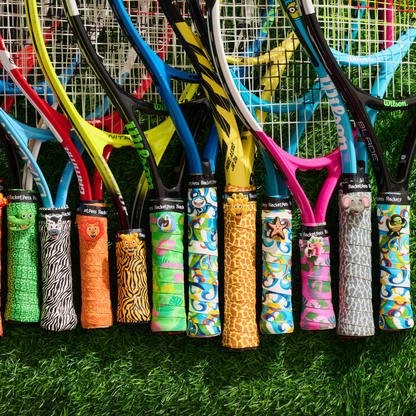 Racket Pets Elephant Gray  Tennis Overgrip Tape and Matching Shock Absorbing Dampener for Tennis Racket