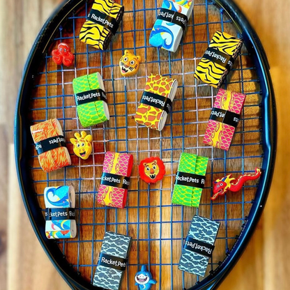 Racket Pets Lion Orange  Tennis Overgrip Tape and Matching Shock Absorbing Dampener for Tennis Racket