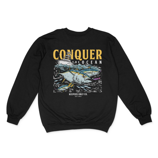 Keepers Only Co. Conquer The Ocean Black Crewneck Sweater