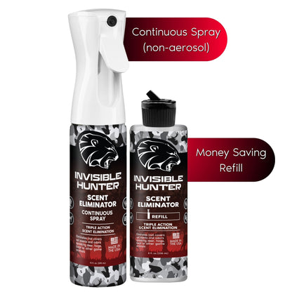 Zone Protects Invisible Hunter Scent Eliminator Continuous Spray + Refill