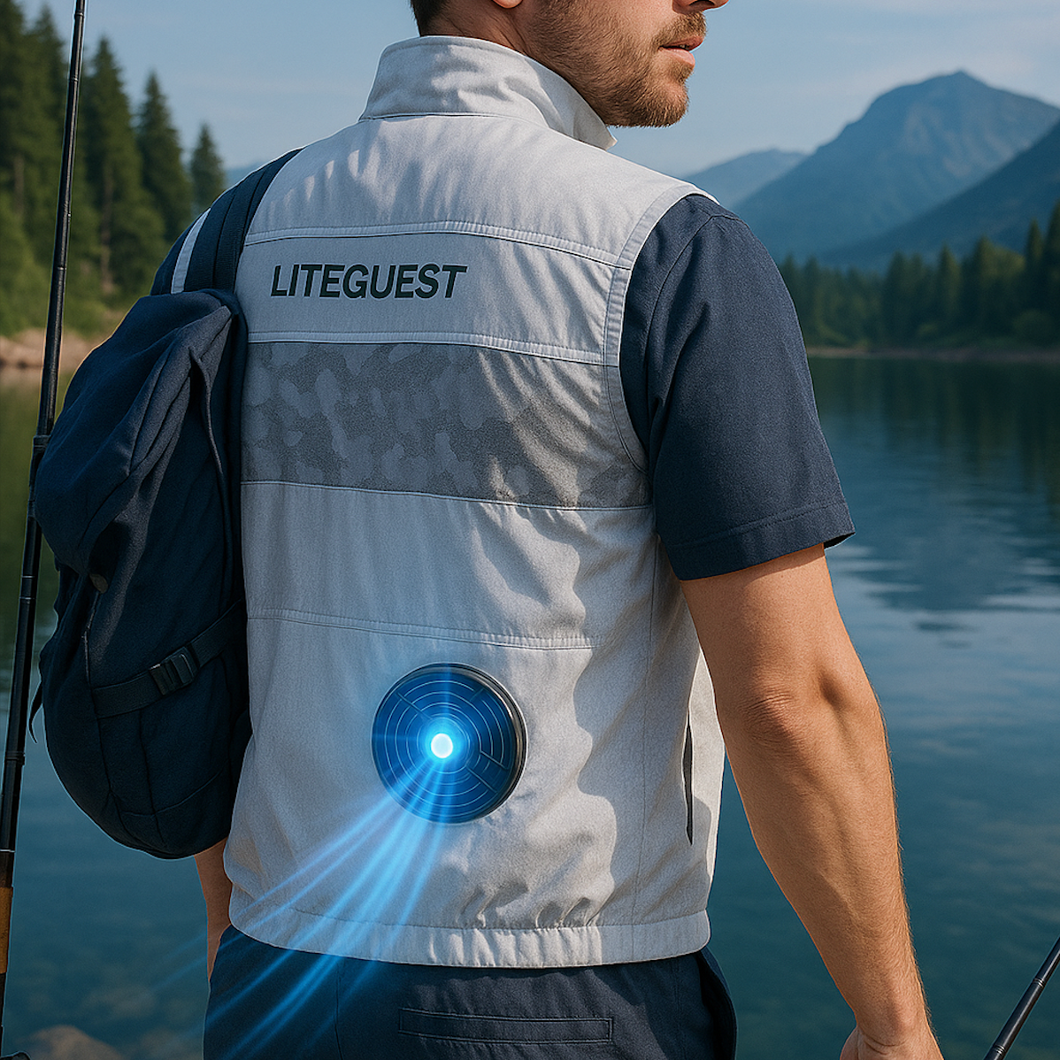 LITEGUEST Cooling Fan Jacket with LED Light Stay Cool for Outdoor