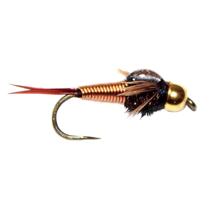 The Fly Fishing Place Barbless Bead Head Copper John Nymph Fly 6  Fishing Flies -  Hook Size 12