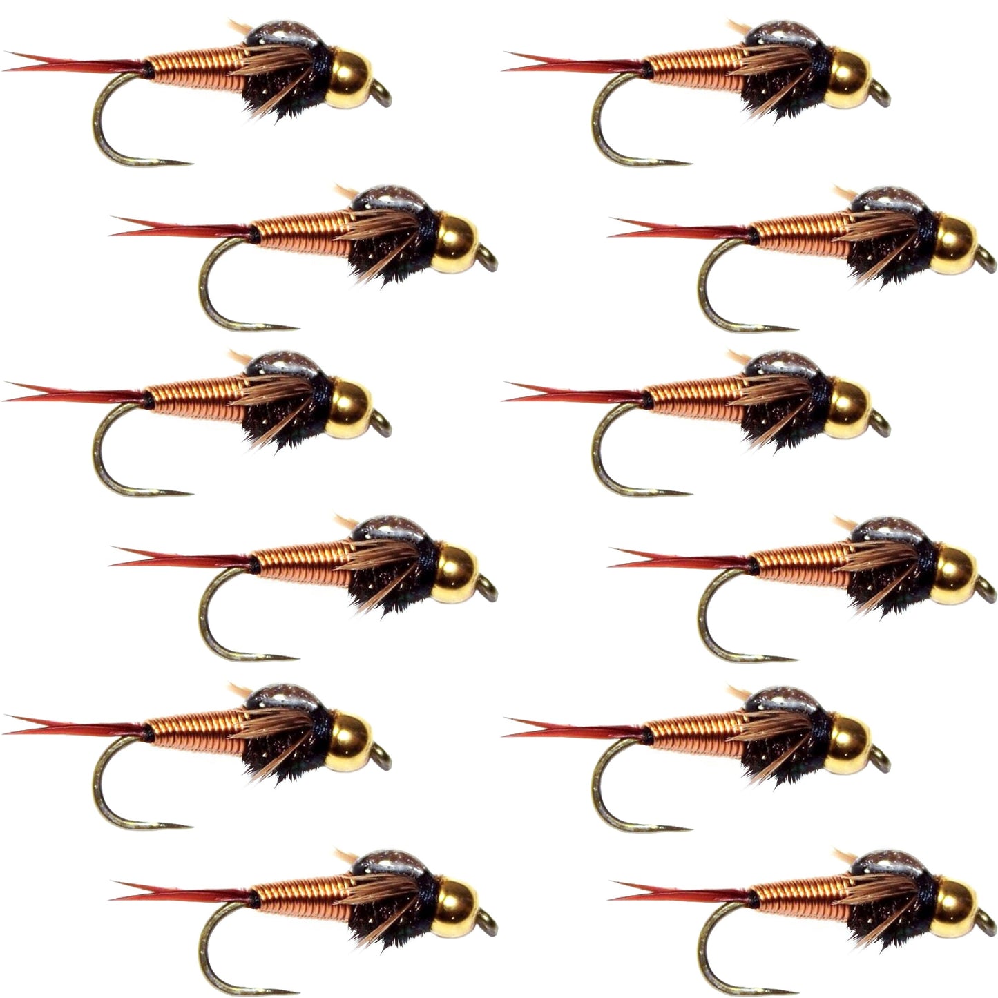 The Fly Fishing Place Barbless Bead Head Copper John Nymph Fly 1 Dozen  Fishing Flies -  Hook Size 16