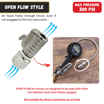 Jaco Lightning™ S2-Series Tire Air Chuck | Open Flow, 1/4" F-NPT (2 Pack)