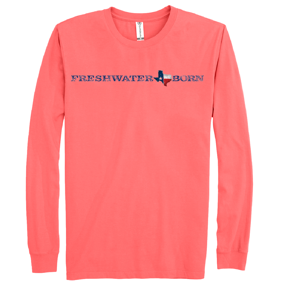 Texas Freshwater Born Linear Logo Men's Cotton Long Sleeve Shirt