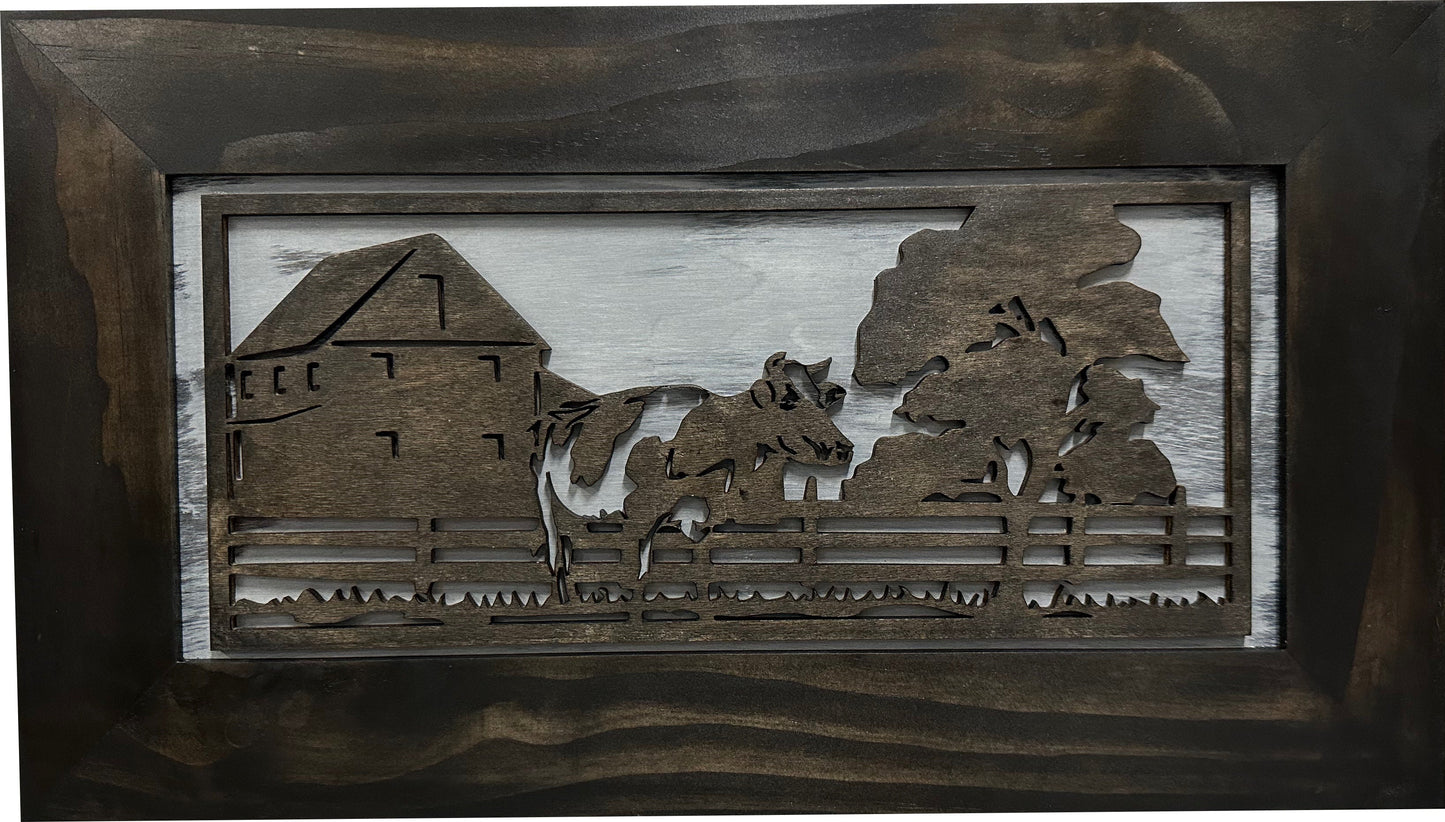 Bellewood Designs - Cow Farm Wall-Mounted Secure Gun Cabinet