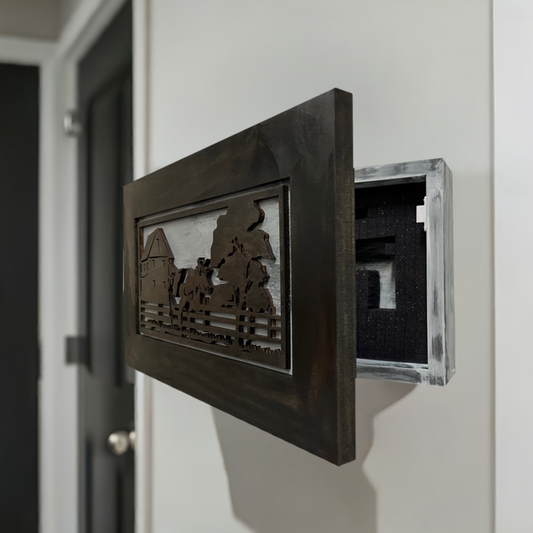 Bellewood Designs - Cow Farm Wall-Mounted Secure Gun Cabinet