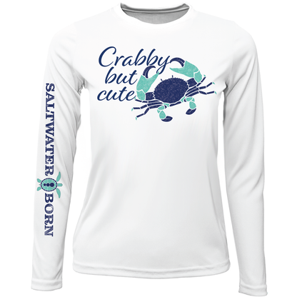 Saltwater Born Key West, FL "Crabby But Cute" Girl's Long Sleeve UPF 50+ Dry-Fit Shirt