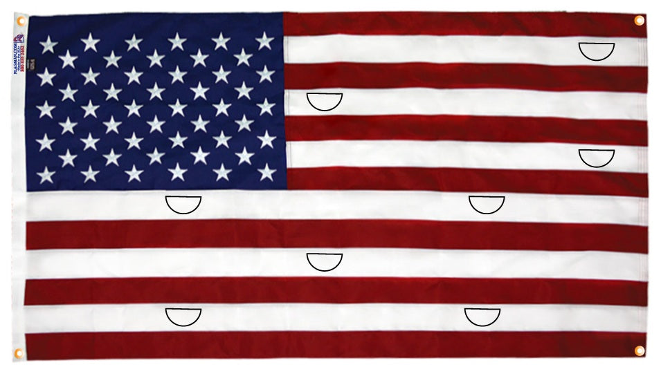 Flagman of America Polyester American Flag with Wind Slits for Hanging on Fire Trucks & Cranes *Made in USA*