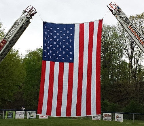 Flagman of America Polyester American Flag with Wind Slits for Hanging on Fire Trucks & Cranes *Made in USA*