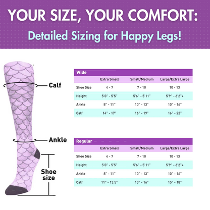 Crazy Compression Aqua Cute Sloths - (Standard & Extra Wide)