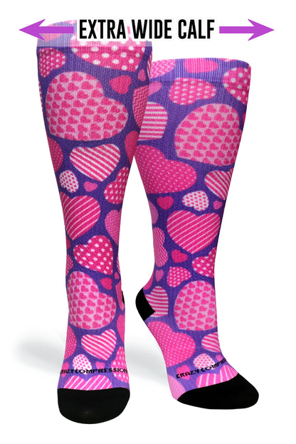 Crazy Compression Crazy Hearts - (Standard & Extra Wide)