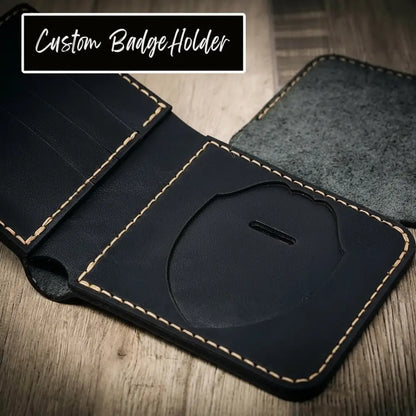 Bull Sheath Leather Badge Trifold Wallet
