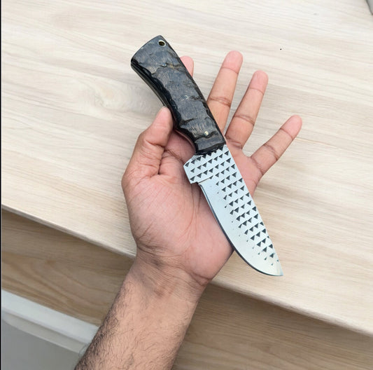 Texan Knives Custom Handmade Fixed Blade Cowboy Knife with Authentic Sheep Horn Handle