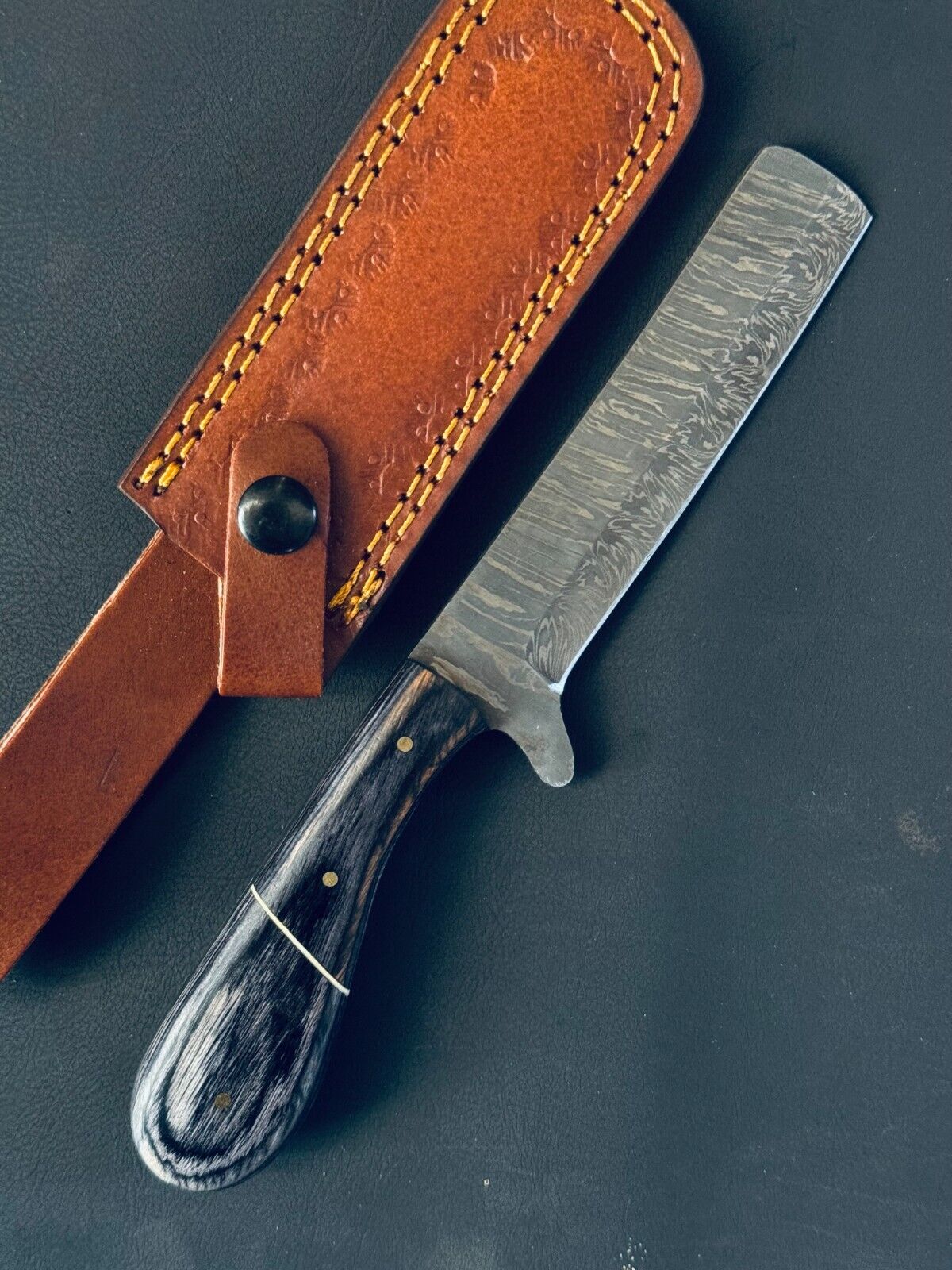 Texan Knives Handmade Damascus Steel Calf Cutter Knife with Pakkawood Handle - 5" Blade