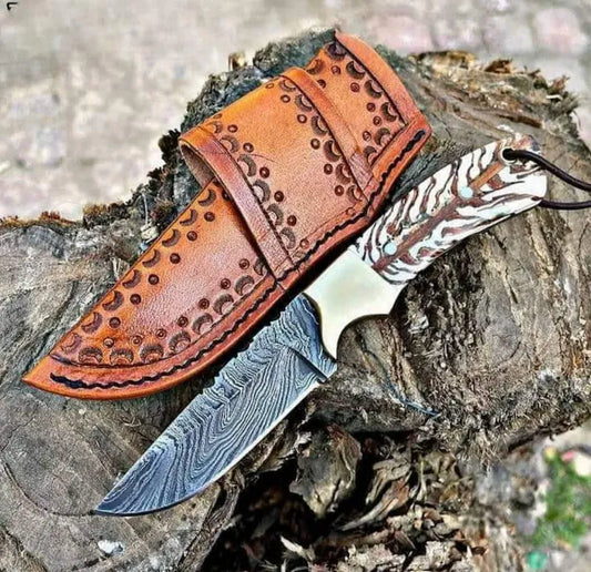 Texan Knives Custom Handmade 8-Inch Western Knife – Damascus Steel Cowboy Blade