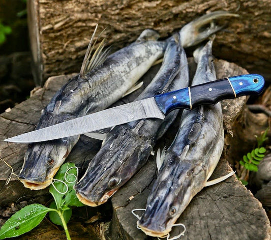 Texan Knives Custom Handmade Damascus Boning Knife – 13" Pakkawood Handle