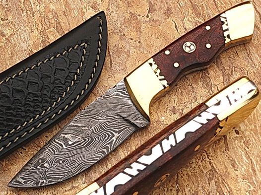 Texan Knives Handmade Damascus Steel Knife Sharpener – Rosewood Handle