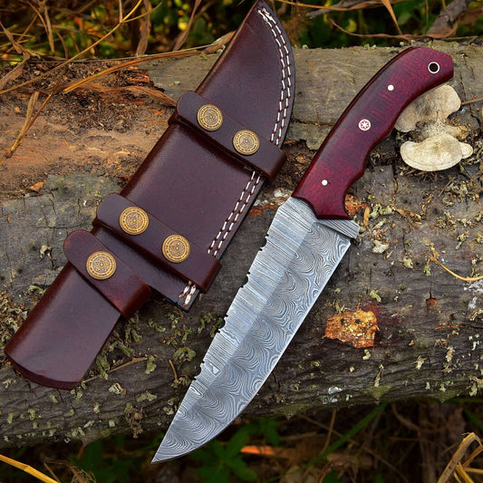 Texan Knives Custom Handmade 4.5-Inch Damascus Steel Skinning Knife with G10 Handle