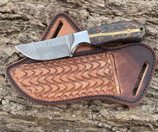 Texan Knives Winter Edition – Custom Handmade Cowboy Knife with Belt Rope Leather Sheath