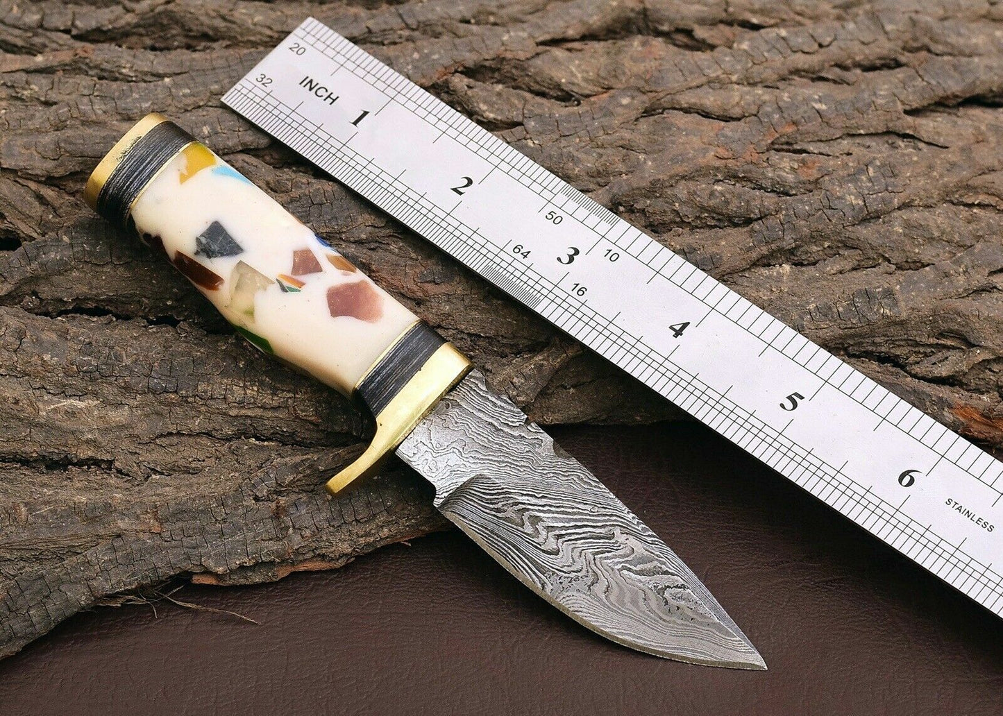 Texan Knives Custom Handmade Damascus Steel Outdoor Knife – 3" Blade