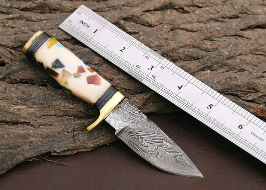 Texan Knives Custom Handmade Damascus Steel Outdoor Knife – 3" Blade