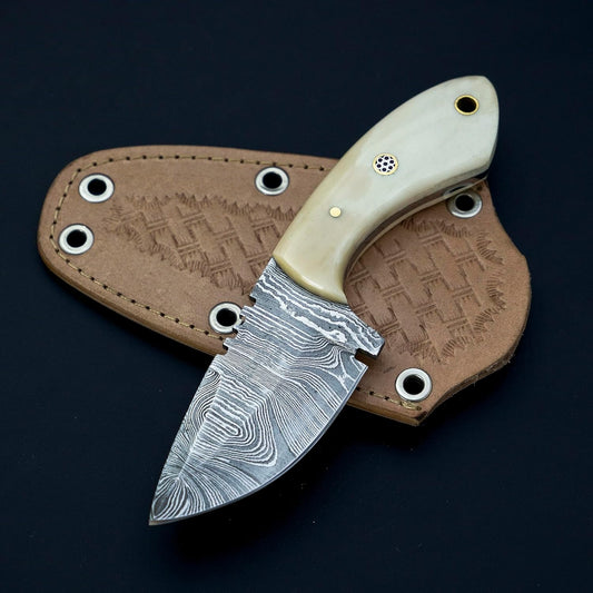 Texan Knives Custom Handmade Skinning Knife with Camel Bone Handle