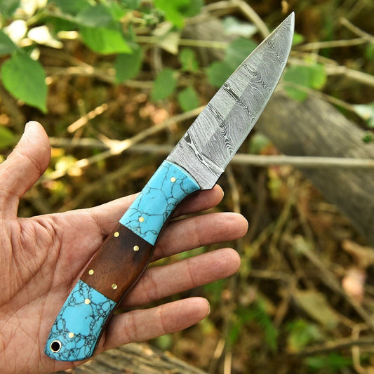Texan Knives Custom Handmade 5-Inch Small Hunting Knife – Damascus Steel Blade