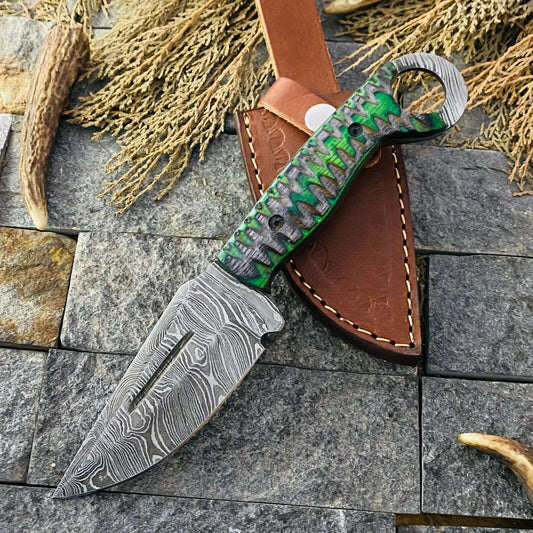 Texan Knives Custom Handmade Small Hunting Knife – Damascus Steel Blade