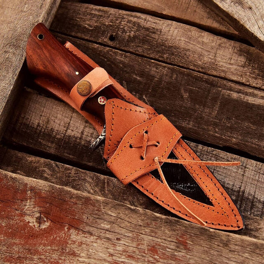 Texan Knives Custom Handmade Small Hunting Knife with Damascus Steel Blade