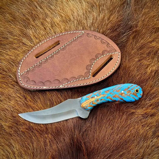 Texan Knives Winter-Edition Custom Handmade Western Knife – D2 Steel Blade & Pine Cone Handle