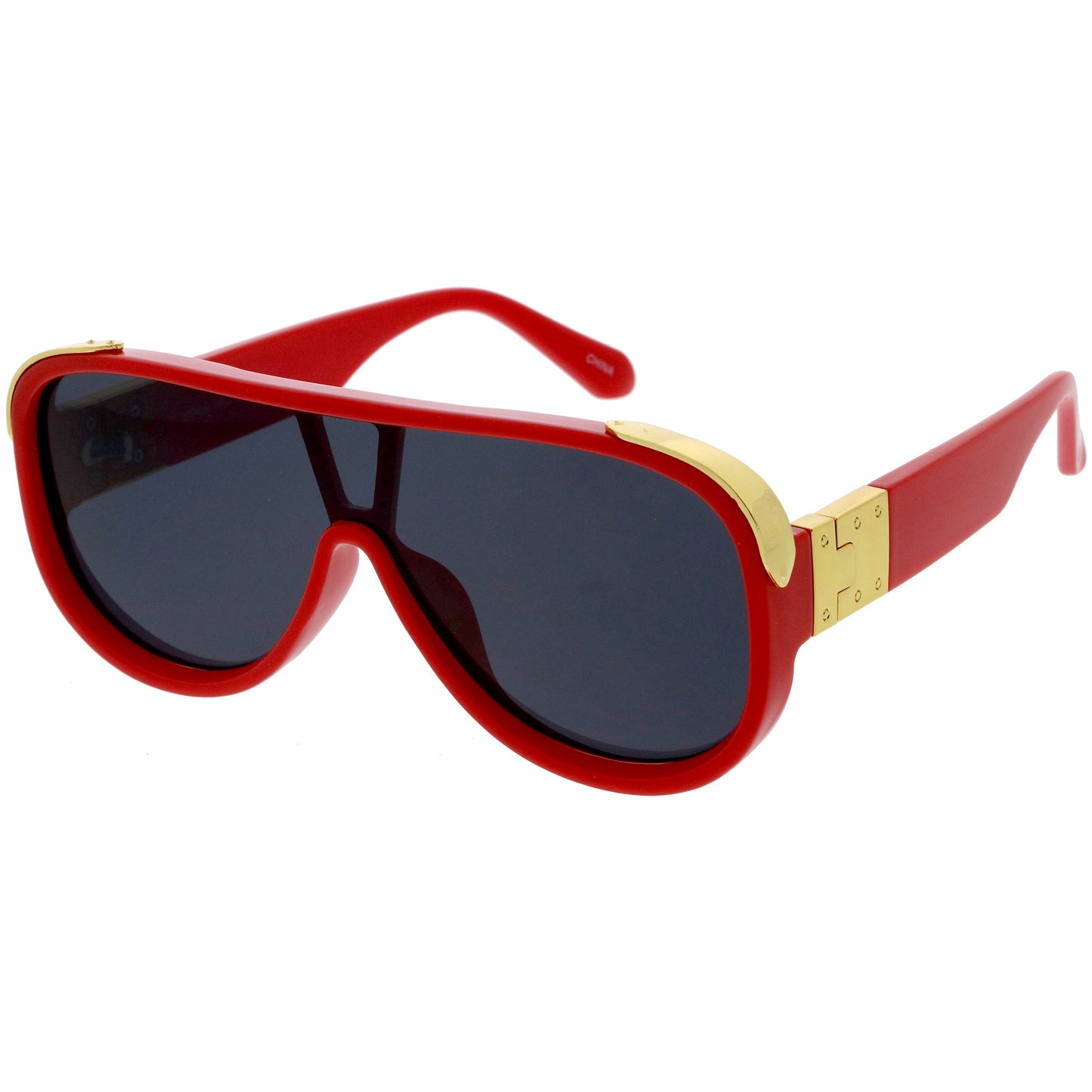 zeroUV High Fashion Neutral Rounded Lens Flat Top Oversize Shield Sunglasses D101