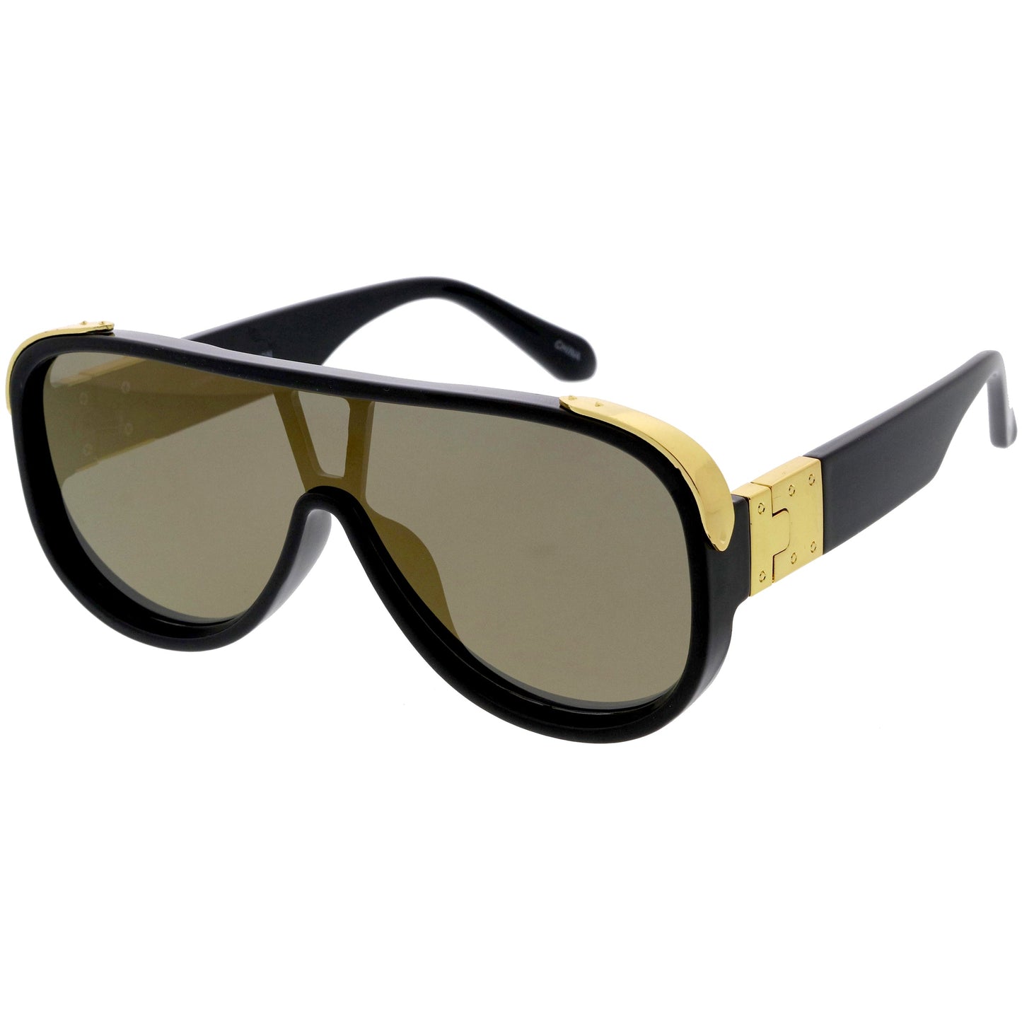 zeroUV High Fashion Neutral Rounded Lens Flat Top Oversize Shield Sunglasses D101