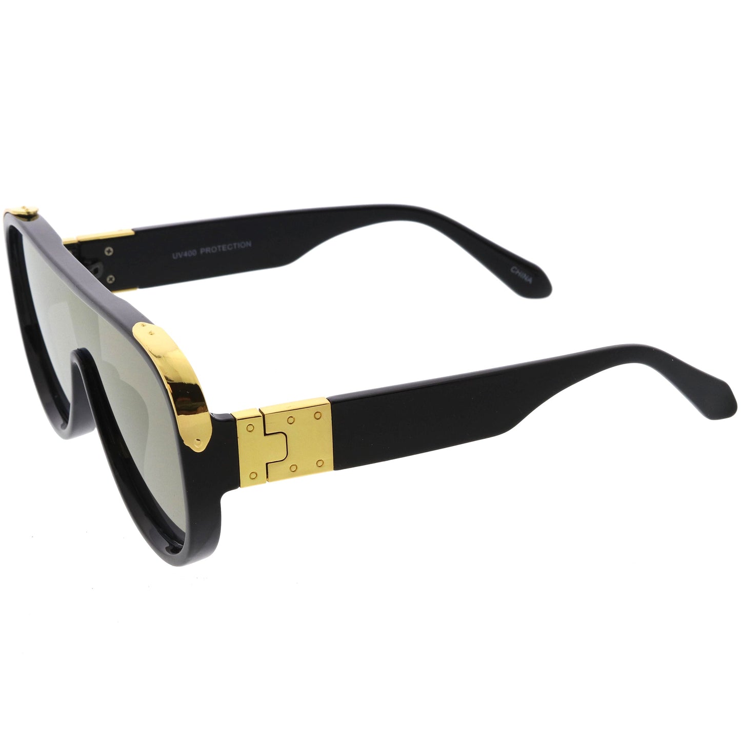 zeroUV High Fashion Neutral Rounded Lens Flat Top Oversize Shield Sunglasses D101