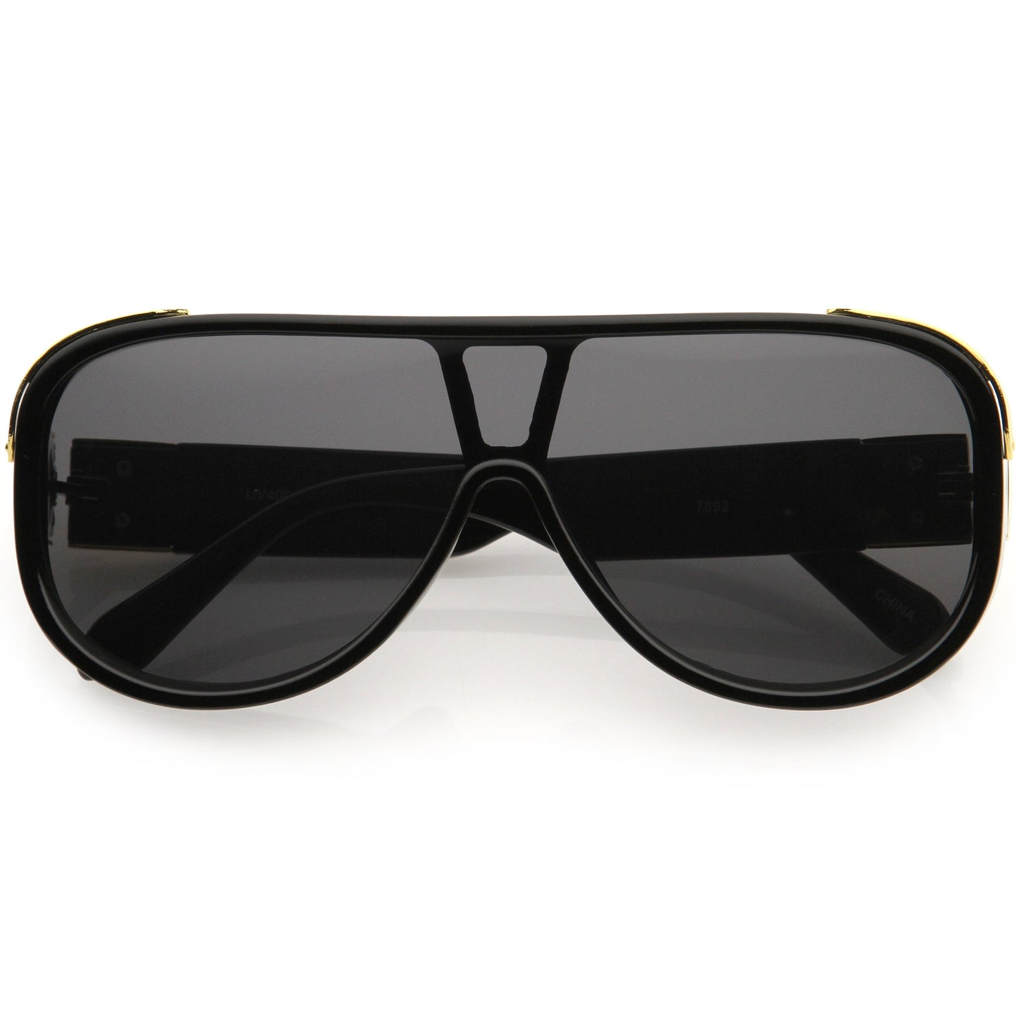zeroUV High Fashion Neutral Rounded Lens Flat Top Oversize Shield Sunglasses D101