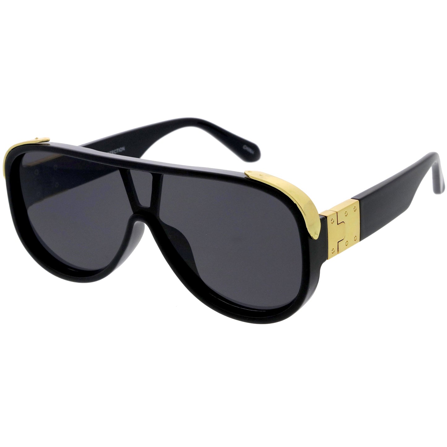 zeroUV High Fashion Neutral Rounded Lens Flat Top Oversize Shield Sunglasses D101