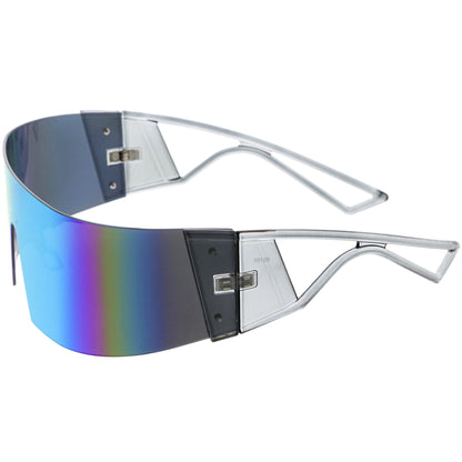 zeroUV 80s Retro Wrap Around One Piece Futuristic Sunglasses D305