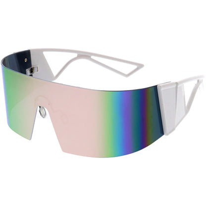 zeroUV 80s Retro Wrap Around One Piece Futuristic Sunglasses D305