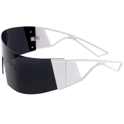 zeroUV 80s Retro Wrap Around One Piece Futuristic Sunglasses D305