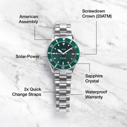 Vaer Watches D4 Meridian Green Solar - 38mm USA